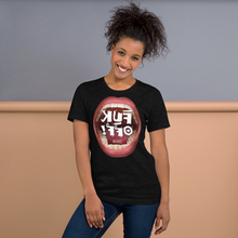 Load image into Gallery viewer, B10. Fuk Off_Unisex Premium T-Shirt | Bella + Canvas 3001 ReflecTeeshirt _ (lettered in reverse).