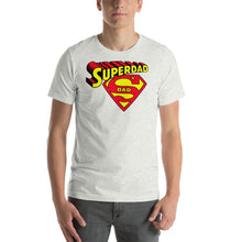 Load image into Gallery viewer, 3. DadTees_SUPERDAD with Two Logos in the Super hero style.