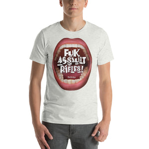 Wear this Tee Shirt with your take on mass murders: “Fuk Assault Rifles”