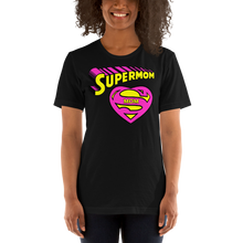 Load image into Gallery viewer, 3. MomTees_Supermom Logo plus ’SuperMom Lettering in the Super hero style.