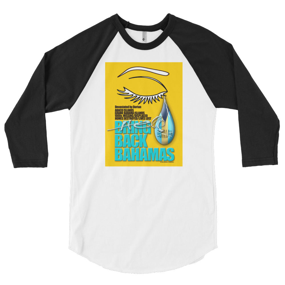 8. Help Bring Back Bahamas Yellow_Men’s 3/4 Sleeve Raglan Shirt